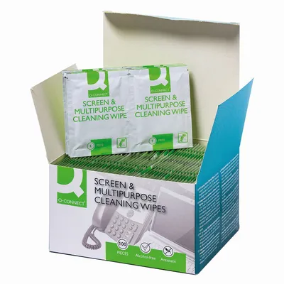 Zdjęcie produktu dla Q-Connect® KF04503 Chusteczki czyszczące - nasączone, 100 chusteczek
