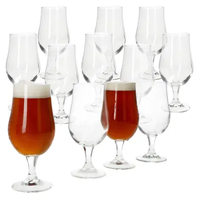 Produktbild von 12x Hook Pilsglas 350ml mit Fuß Biergläser klar 0,35L aus Glas Biertulpe