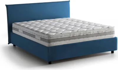 Produktbild von Doppelbett Bernadette, Containerbett mit Stoffbespannung, 100%  Italy, Frontöffnung, mit Matratze Cm 140x200 enthalten, Blau