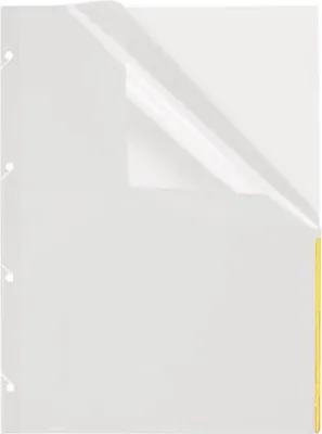 Produktbild von Prospekthülle mit System9-Lochung, PP, A4, farblos, Indexstreifen gelb