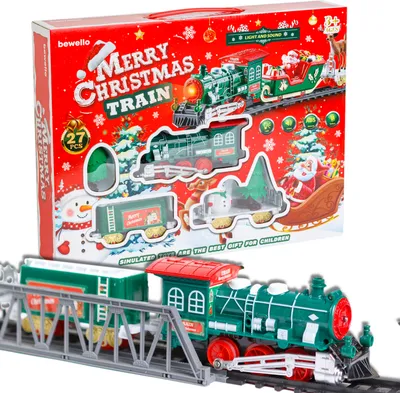 Immagine prodotto di Bewello - Trenino di Natale - Trenino di Natale con luci e suoni - 27 pezzi - Decorazione natalizia - Funzionamento a batteria