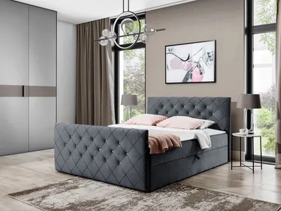 Obrázok produktu pre Americká manželská posteľ 160x200 NATAL - šedá + topper ZDARMA