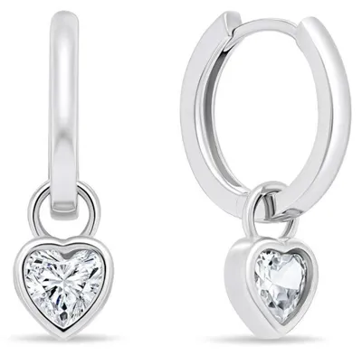 Produktbild von Silberne Ohrringe Ringe mit Herzen 2 in 1 EA528W