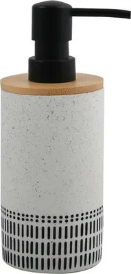 Produktbild von spirella® Seifenspender „Yuma“, edler Seifenspender für Flüssigseife aus hochwertigem Kunststoff, 7 x 7 x 11 cm, weiß/schwarz, Fassungsvermögen 300ml