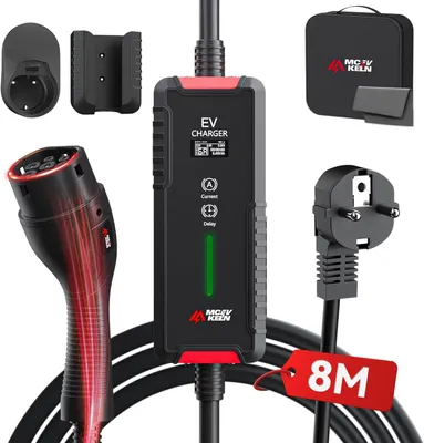 Obrázek produktu pro Nabíjecí kabel typu 2 – mobilní nabíječka o výkonu 3,6 kW s konektorem Schuko, s nastavitelným proudem a délkou 8 metrů