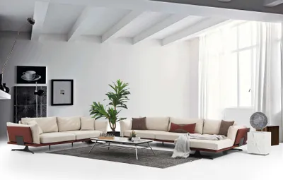 Zdjęcie produktu dla Sofa narożna 2-osobowa w kształcie litery L beżowa nowoczesna sofa narożna z tkaniny