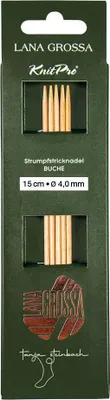 Produktbild von Lana Grossa Knit Pro Strumpfstricknadeln Nadelspiel BUCHE Tanja Steinbach Edition, Länge:15 cm, Durchmesser:Ø 4.0 mm