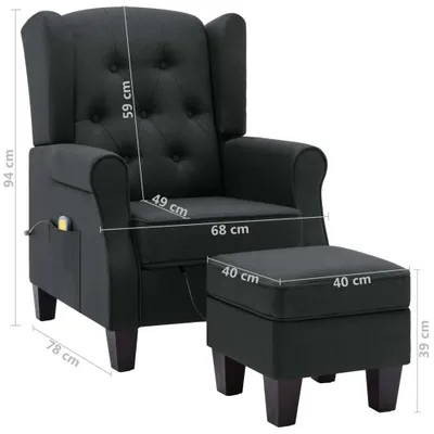 Image de vidaXL Fauteuil de massage avec pouf Tissu gris foncé