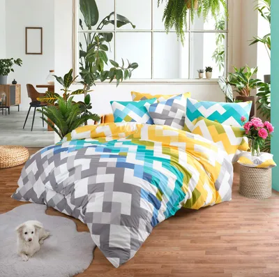Zdjęcie produktu dla Komplet pościeli Colouri 100% bawełna 135 x 200 cm, 80 x 80 cm