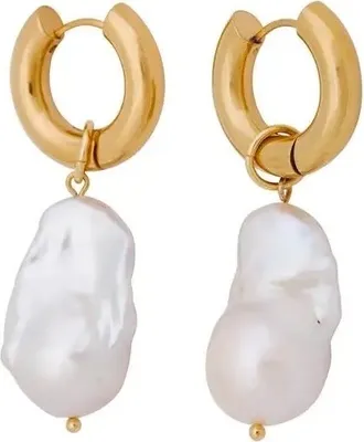 Produktbild von ROUGEMONT Perlen TPaar Creolen Damen Creolen Ohrringe Gold Edelstahl wasserfest Hypoallergenrend Ohrringe-Monte-Mare Pearls 18K Gold