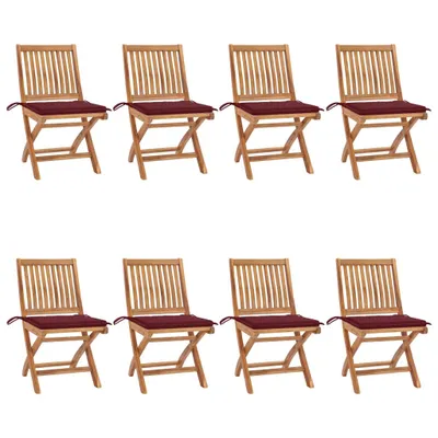 Produktbild von Maison Exclusive - Klappbare Gartenstühle mit Kissen 8 Stk. Massivholz Teak
