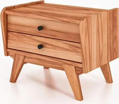 Produktbild von Nachttisch Jetro 1 aus Kernbuche massiv 55x39x43 cm mit 2 Schubladen