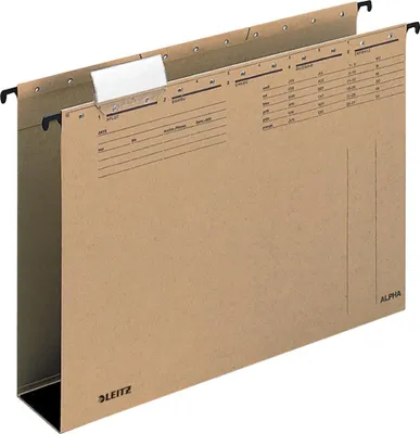 Produktbild von 150 Stück Leitz 1946-00-00 ALPHA® Hängeordner – Hartpappeboden, 60 mm, Natronkarton, naturbraun