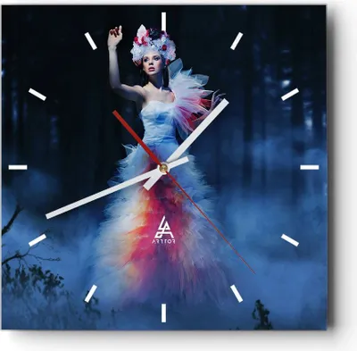 Produktbild von Wanduhr - Quadrat - Glasuhr - Frau Geheimnis Nacht Wald - 30x30cm - Schleichendes Uhrwerk - Lautlos - zum Aufhängen bereit - Dekoration Modern - Wanddekoration aus Glas - C3AC30x30-2583