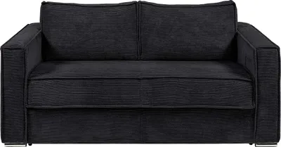 Produktbild von Schlafsofa mit Matratze 4-Sitzer - Cord - Schwarz - Liegefläche mit Lattenrost mit breiten Latten 160 cm - Matratze 22 cm mit Memory-Schaum - LORETO
