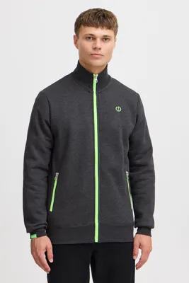 Image de Veste de jogging pour hommes SDBennTrack, modèle cardigan avec fermeture éclair, col montant, poches zippées, détails de la marque, mélange de coton, coupe classique
