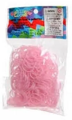 Regenbogen-Loom-Haargummis mit Pailletten, rosa, 300 Stück