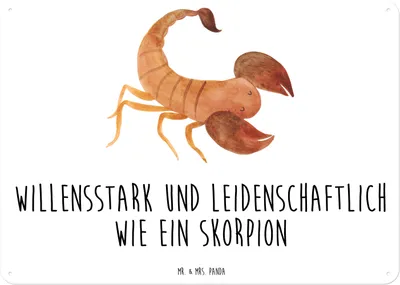 Produktbild von Mr. & Mrs. Panda tafel Sternzeichen Skorpion DIN A3 - Weiß - Geschenk, Schild, Wandbild, Blechschild, Türschild, Geburtstag November, Skorpione, Oktober, Magnetschild