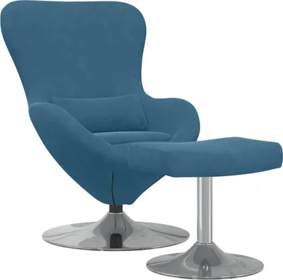 Produktbild von vidaXL Eierstuhl mit Fußhocker with Footstool Blau Samt