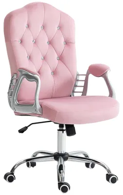 Productafbeelding van Bureaustoel, kantelbare rugleuning, in hoogte verstelbaar, fluweellook, tot 120 kg, roze