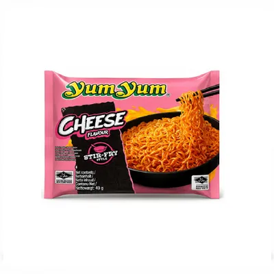 Produktbild von Yum Yum Cheese Flavour Stir Fry Style 30x60g Instant Noodles Halal 1.8kg JALDA, KI-generiertes Bild