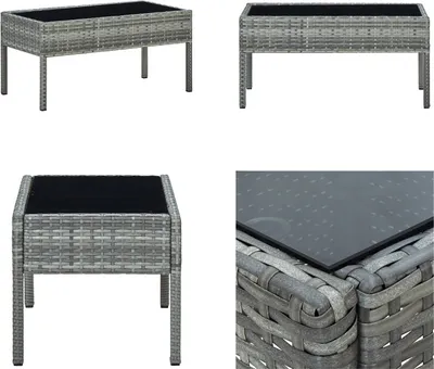 Image de vidaXL Table de jardin Gris 75x40x37 cm Poly Rotin - Table de jardin - Tables - Tables