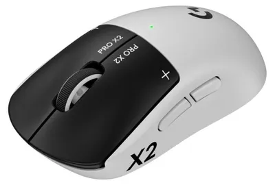 Produktbild von Logitech G PRO X2 SUPERSTRIKE, rechts, Optisch, RF Wireless + USB Type-C, 44000 DPI, 0,125 ms, Schwarz, Weiß