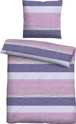 Produktbild von Traumhaft schlafen - Castell - Markenbettwäsche Baumwoll Renforce Bettwäsche 0040567 QUERSTREIFEN color: viola, size: 1x 155x220 cm + 1x 80x80 cm