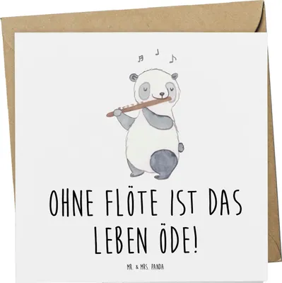 Produktbild von Mr. & Mrs. Panda Glückwunschkarte Flöte Leben - Weiß - Geschenk, anlasskarte, Grußkarte, Klang, Instrument, Klappkarte, doppelkarte, Lernen, Musiker, faltkarte, Flötist