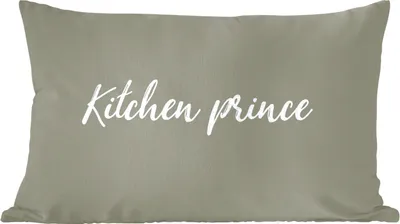 Produktbild von MuchoWow® Zierkissen Sofakissen Wohnzimmer Dekokissen 50x30 cm Zitate - Küchenprinz - Männer - Sprichwörter - Wohnzimmerdekoration - Polster mit Photo