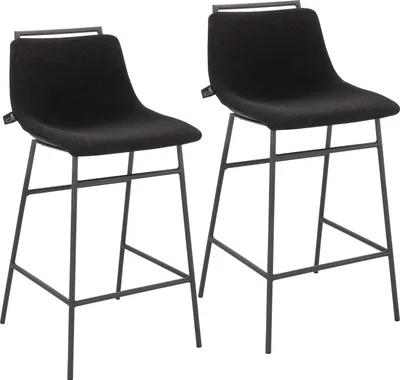 Produktbild von SVITA CAMILLE 2er Set Barhocker Barstühle mit Lehne Fußstütze Boucle Schwarz