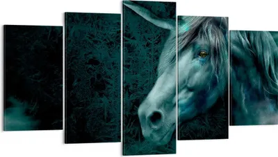 Produktbild von Bild auf Leinwand - Leinwandbild - Computergrafik Pferd Horn - 160x85cm - Wand Bild - Wanddeko - Leinwanddruck - Bilder - Kunstdruck - Wanddekoration - Leinwand bilder - Wandkunst - EA160x85-0344