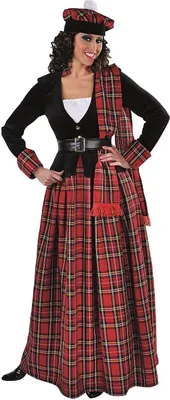 Produktbild von M215177-L Damen Schottenkleid lang rot-schwarz Schottenkostüm Gr.L