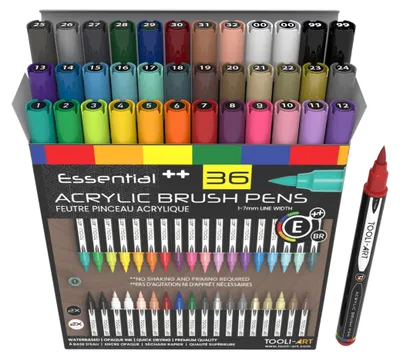 Obrázek produktu pro Elzusha – Sada 36 akrylových fixů s flexibilní špičkou 1–7 mm