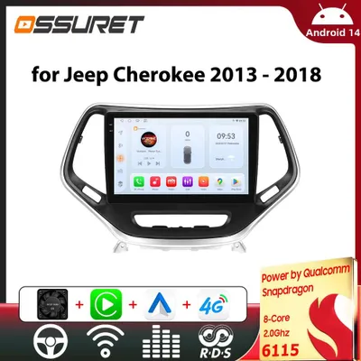 Imagen del producto de Radio para coche Android de 10.1 pulgadas, doble DIN, con GPS y navegación, 50W de potencia, fabricada en metal y ABS, compatible con Jeep Cherokee 2013-2018