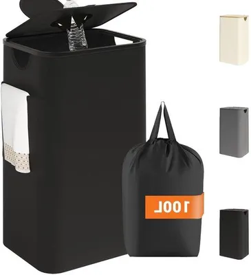 Produktbild von Recyclingbehälter 100L mit Deckel & UV-beständig - für Küchenmüll, Flaschenrecycling, Leergut & Glaslagerung - Recyclingbehälter Abfallbeutelhalter für Lagerung schwarz