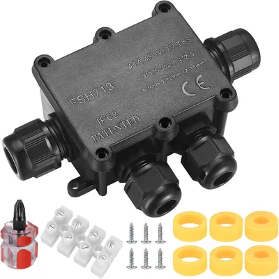 Productafbeelding van Waterdichte aansluitdoos, IP68, voor buitengebruik, zwart, 2x 4-9mm, 2x 9-14mm, 4-voudig