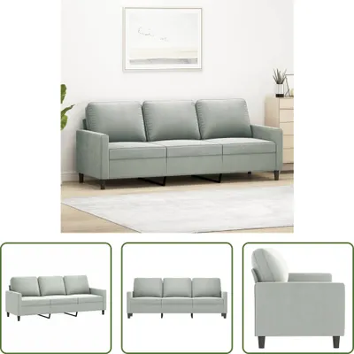 Imagen del producto de Sofá de 3 plazas, color gris claro, 180 cm, tapizado en terciopelo