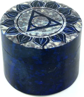 Produktbild von Dose aus Speckstein, Chakra Schmuckdöschen - Halschakra, Blau, 4*5*5 cm, Dosen, Boxen & Schatullen