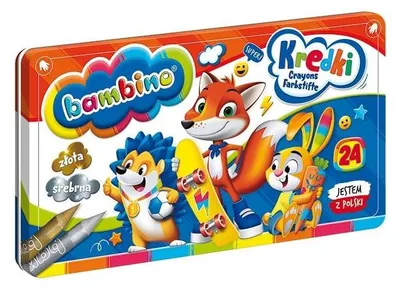 Produktbild von Kaolin Ton Stifte 24 Farben + Anspitzer Metallbox Bambino