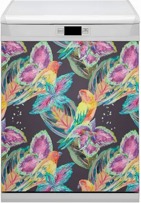 Produktbild von Geschirrspüle Magnet für Spülmaschine Magnetmatte Küche Magnete  Dekorative 60x70 cm  - Farbiger Papagei