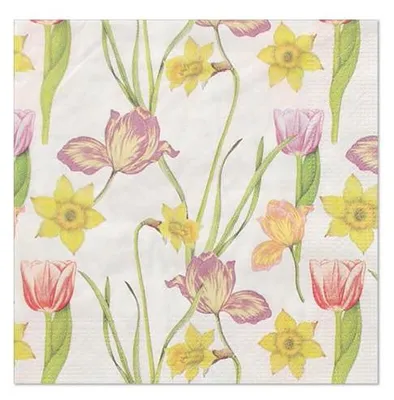 Produktbild von 300 Servietten, 3-lagig 1/4-Falz 33 cm x 33 cm "Varblommor"