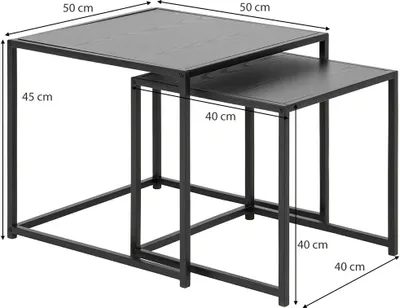 Image de Smuk Ensemble de tables d'appoint Chelsea Noir