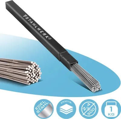Produktbild von STAHLWERK Schweißstäbe WIG ER307Si Edelstahl hochlegiert Ø 2,4 mm x 500 mm 1 kg