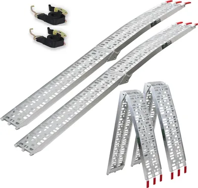 Produktbild von TRUTZHOLM 2 x Auffahrrampe klappbar 228 cm Traglast 680 kg Alu gelocht Rampen Motorradrampen grau