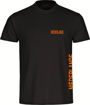 Produktbild von multifanshop Herren T-Shirt - Niederlande - Brust & Seite, schwarz, Größe M