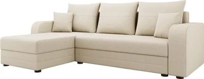 Image de Best Mobilier Harvey - Canapé d'angle réversible 4 places convertible avec coffre en tissu , Beige