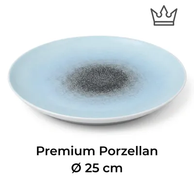 Premium Porzellan Speiseteller Ø25 cm – Elegantes Ombré-Design in Meeresblau