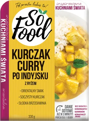 Zdjęcie produktu dla So Food Kurczak Carry Po Indyjsku Z Ryżem 330 G