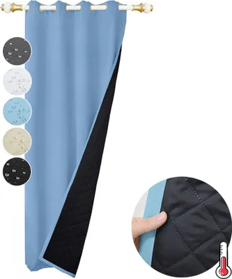 Produktbild von 110x203cm Modrá zatemňovací tepelná dveřní opona oka Vodotěsná větruvzdorná zimní tepelně izolovaná dveřní opona